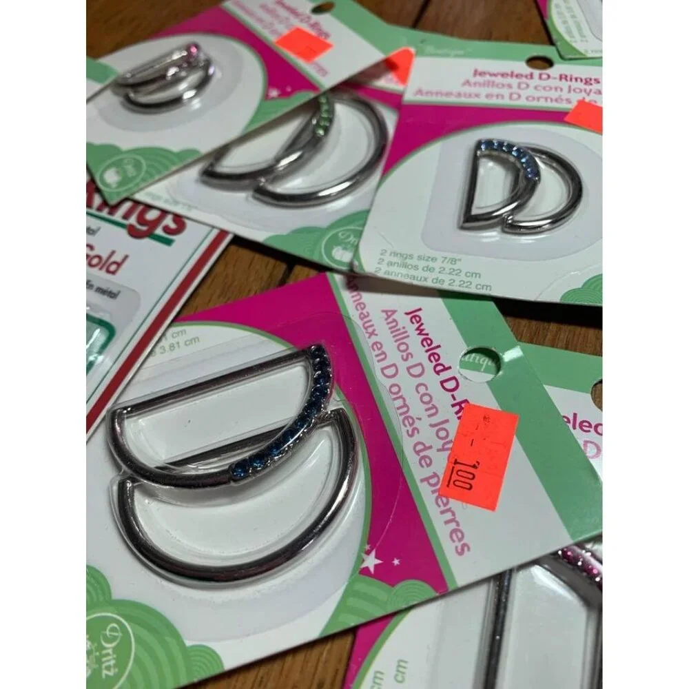 Dritz Boutique 9 pks Jeweled D Rings and 1 pk D Rings Belt Making - New - Picture 7 of 12